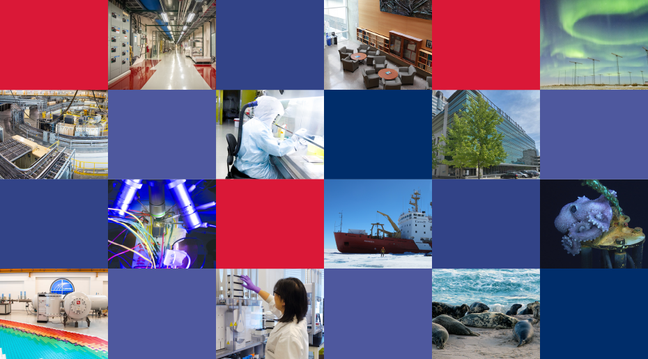 A collage of photos showcasing research infrastructure and researchers at work.